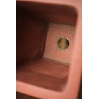 文革期 特奎四方大千筒 君順作 花鳥図釘彫 朱泥白泥四方鉢 蘭鉢　P271 