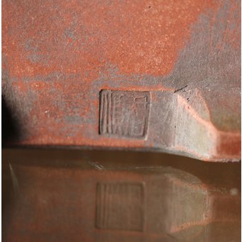 文革期 特奎四方大千筒 君順作 花鳥図釘彫 朱泥白泥四方鉢 蘭鉢　P271 