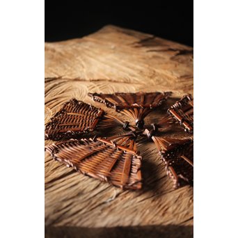 松雲斎 笑月作 竹工芸 末広型銘々盆　U259 