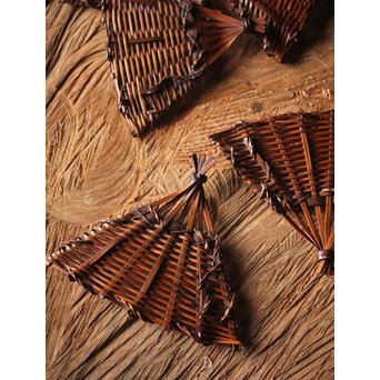 松雲斎 笑月作 竹工芸 末広型銘々盆　U259 