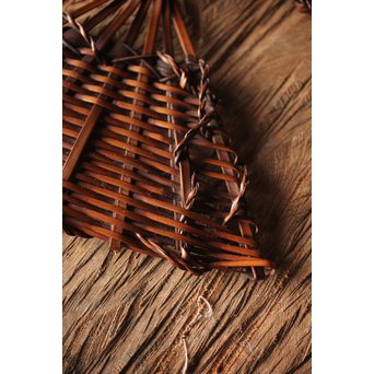 松雲斎 笑月作 竹工芸 末広型銘々盆　U259 