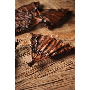 松雲斎 笑月作 竹工芸 末広型銘々盆　U259 