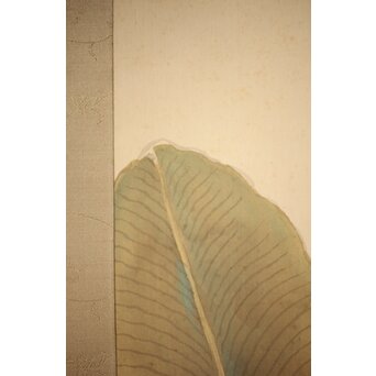 倣 小川芋銭 [芭蕉蛙図] 紙本 掛軸　Z271 