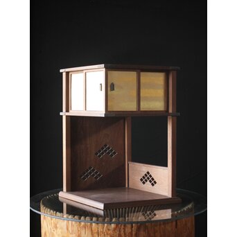 初代 祥桑軒 川本光春作 淡々斎好 徒然棚 総桑造 共箱　X314