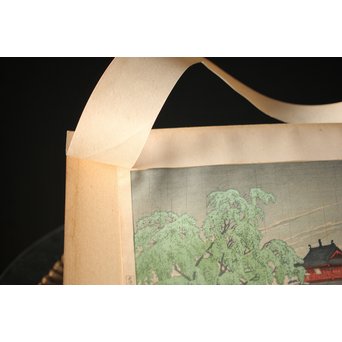 川瀬巴水 初期摺り Bシール 東京二十景/不忍池の雨 木版画　Z270 