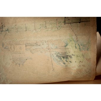 川瀬巴水 初期摺り Bシール 東京二十景/不忍池の雨 木版画　Z270 