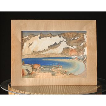 小圃千浦 Chiura Obata 木版画 [山上の湖 米国加洲ハイシエーラ][Lake basin in high Sierra]　Z271