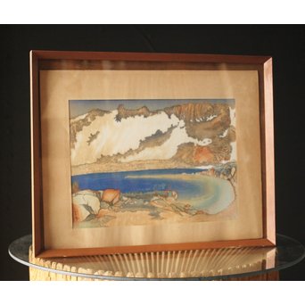 小圃千浦 Chiura Obata 木版画 [山上の湖 米国加洲ハイシエーラ][Lake basin in high Sierra]　Z271 