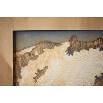 小圃千浦 Chiura Obata 木版画 [山上の湖 米国加洲ハイシエーラ][Lake basin in high Sierra]　Z271 
