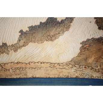 小圃千浦 Chiura Obata 木版画 [山上の湖 米国加洲ハイシエーラ][Lake basin in high Sierra]　Z271 