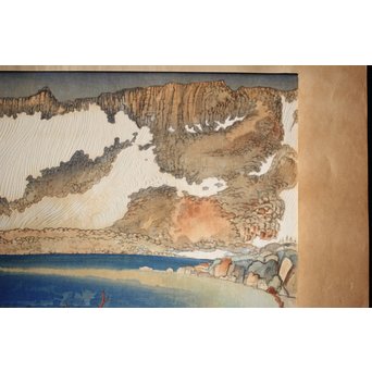 小圃千浦 Chiura Obata 木版画 [山上の湖 米国加洲ハイシエーラ][Lake basin in high Sierra]　Z271 
