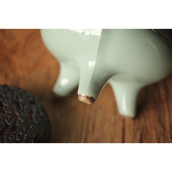 宮永東山 青磁 香炉袴腰香炉 純銀 雲透 火屋　P292 