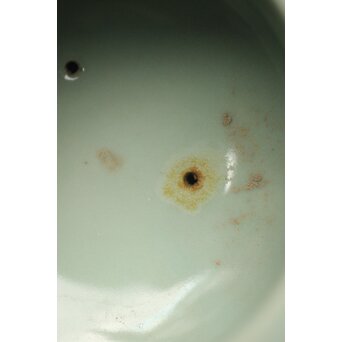 宮永東山 青磁 香炉袴腰香炉 純銀 雲透 火屋　P292 