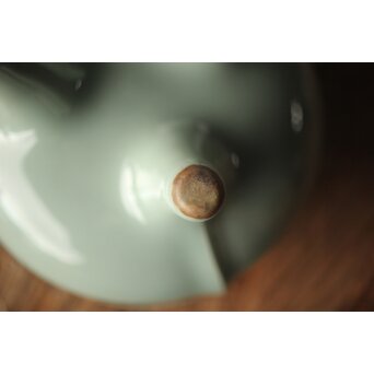 宮永東山 青磁 香炉袴腰香炉 純銀 雲透 火屋　P292 