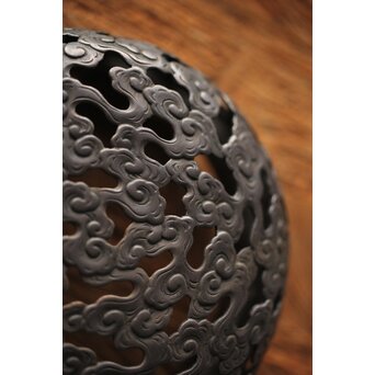 宮永東山 青磁 香炉袴腰香炉 純銀 雲透 火屋　P292 