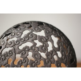 宮永東山 青磁 香炉袴腰香炉 純銀 雲透 火屋　P292 