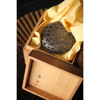 宮永東山 青磁 香炉袴腰香炉 純銀 雲透 火屋　P292 