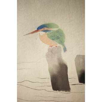 倣 田中一村/米邨 翡翠図 軸装　Z272 