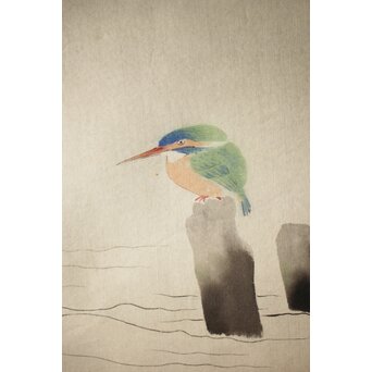 倣 田中一村/米邨 翡翠図 軸装　Z272 