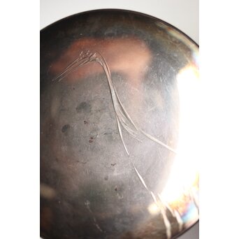 神坂雪佳/古市/〇篙 三者合作 片切彫三重銀杯　M286 