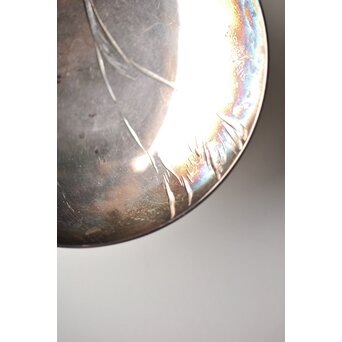 神坂雪佳/古市/〇篙 三者合作 片切彫三重銀杯　M286 