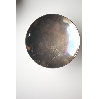 神坂雪佳/古市/〇篙 三者合作 片切彫三重銀杯　M286 