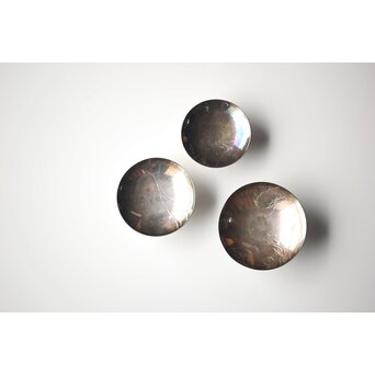 神坂雪佳/古市/〇篙 三者合作 片切彫三重銀杯　M286