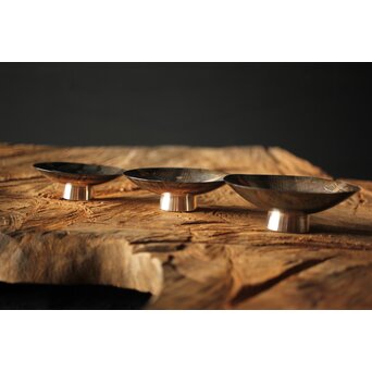 神坂雪佳/古市/〇篙 三者合作 片切彫三重銀杯　M286 