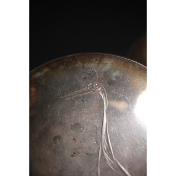 神坂雪佳/古市/〇篙 三者合作 片切彫三重銀杯　M286 