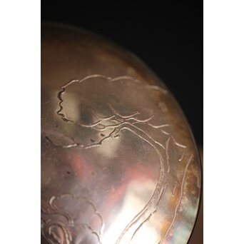 神坂雪佳/古市/〇篙 三者合作 片切彫三重銀杯　M286 