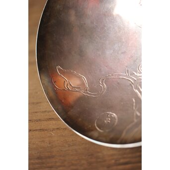 神坂雪佳/古市/〇篙 三者合作 片切彫三重銀杯　M286 