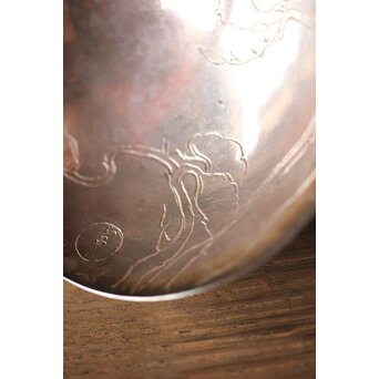 神坂雪佳/古市/〇篙 三者合作 片切彫三重銀杯　M286 