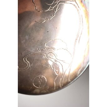 神坂雪佳/古市/〇篙 三者合作 片切彫三重銀杯　M286 