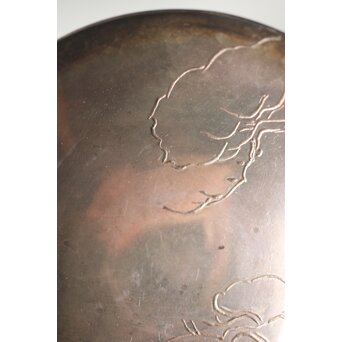 神坂雪佳/古市/〇篙 三者合作 片切彫三重銀杯　M286 