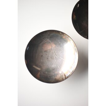 神坂雪佳/古市/〇篙 三者合作 片切彫三重銀杯　M286 