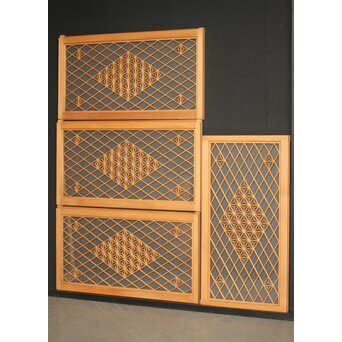 両面ガラス 中型組子欄間/引戸 4枚1組　R0130YD