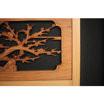 松竹梅 中型木彫欄間 2枚1組　R0031 