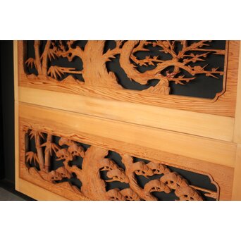 松竹梅 中型木彫欄間 2枚1組　R0031 