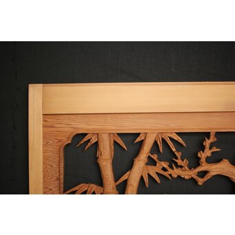 松竹梅 中型木彫欄間 2枚1組　R0031 