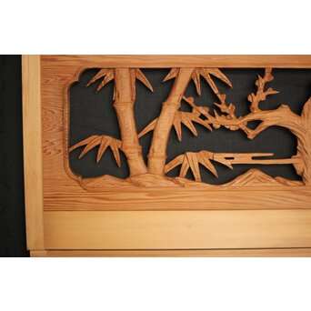 松竹梅 中型木彫欄間 2枚1組　R0031 