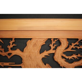 松竹梅 中型木彫欄間 2枚1組　R0031 