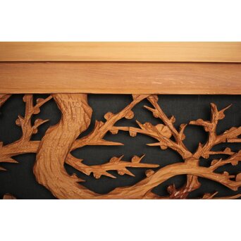 松竹梅 中型木彫欄間 2枚1組　R0031 