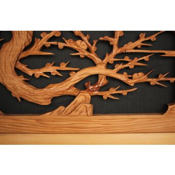 松竹梅 中型木彫欄間 2枚1組　R0031 