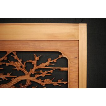 松竹梅 中型木彫欄間 2枚1組　R0031 