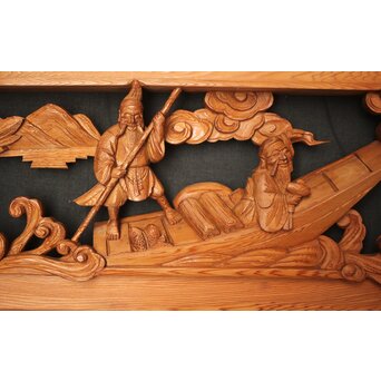 七福神 木彫欄間 2枚1組　R0132Y 