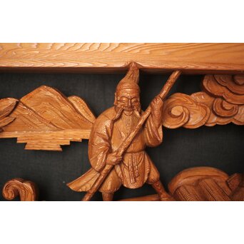 七福神 木彫欄間 2枚1組　R0132Y 