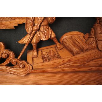 七福神 木彫欄間 2枚1組　R0132Y 