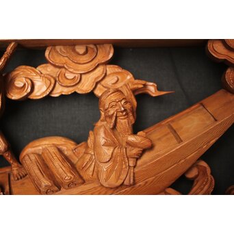 七福神 木彫欄間 2枚1組　R0132Y 