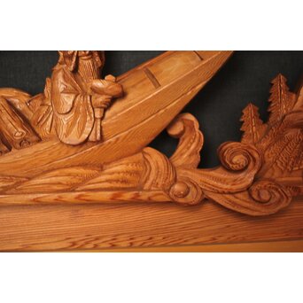 七福神 木彫欄間 2枚1組　R0132Y 