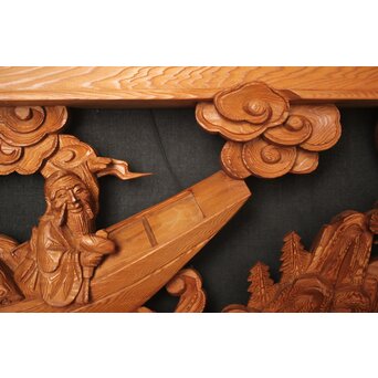 七福神 木彫欄間 2枚1組　R0132Y 